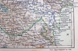 Дореволюционная карта в раме «Кавказ», Тов-во Просвещение, Санкт-Петербург, 1900-е