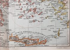Старинная карта «Греция и архипелаг», Большая энциклопедия, масштаб 1:3 000 000, Санкт-Петербург, 1900-е