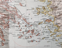 Старинная карта «Греция и архипелаг», Большая энциклопедия, масштаб 1:3 000 000, Санкт-Петербург, 1900-е