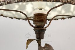 Настольная лампа «Цапля», венская бронза Franz Bergman, стекло, 1-я пол. 20 в.