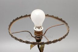 Настольная лампа «Цапля», венская бронза Franz Bergman, стекло, 1-я пол. 20 в.