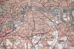 Старинная дореволюционная карта-план Лондона на русском языке, бумага, багет, к. 19 в., н. 20 в.