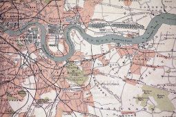 Старинная дореволюционная карта-план Лондона на русском языке, бумага, багет, к. 19 в., н. 20 в.