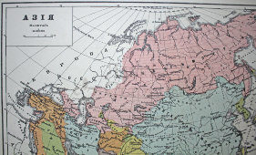 Старинная карта «Азия», Картогр. зав. А. Ильина, Россия, к. 19, н. 20 вв.