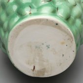 Комплект из графина с 6-ю стаканами «Виноград» в зеленой росписи, скульптор Яковлева С. Е., ЛФЗ, 1940-е