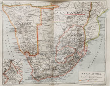 Старинная карта «Южная Африка», Большая энциклопедия, масштаб 1:10 000 000, Санкт-Петербург, 1900-е