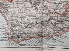 Старинная карта «Южная Африка», Большая энциклопедия, масштаб 1:10 000 000, Санкт-Петербург, 1900-е