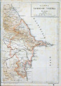 Старинная карта Бакинской губернии Российской империи, бумага, багет, к. 19 в., н. 20 в.