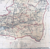 Старинная карта Области Войска Донского, бумага, багет, н. 20 в.