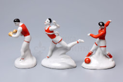 Комплект миниатюр «Советский спорт: бокс, бег, футбол», скульптор Крыжановский А. В., Городница, Украина, 1970-е