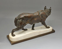 Антикварная бронзовая скульптура «Крадущийся волк», скульптор Чарльз Вальтон, Франция, кон. 19 в.