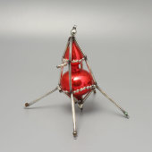 Винтажная ёлочная игрушка, подвеска «Красный спутник», стеклярус, бусы, СССР, 1960-е