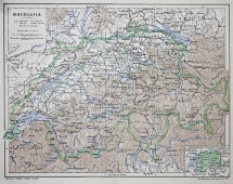 Старинная карта «Швейцария»