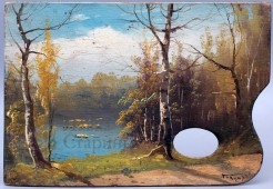 Картина «У реки», Россия, начало 20 века, художник Гаврилов, дерево, масло