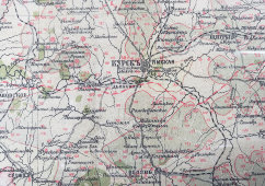 Карта Курской губернии России начала 20 в., бумага, багет