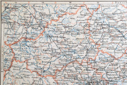 Дореволюционная карта в раме «Центральная Россия», Тов-во Просвещение, Санкт-Петербург, 1900-е