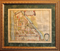 Антикварный план карта старинной Москвы в границах Кремля, старинная гравюра, Европа, 1662 г.