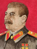 Вышивной портрет И. В. Сталина, ткань, нитки, СССР, 1940-е