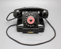 Советский дисковый телефон «Внимание! Ведение секретных переговоров запрещается», карболит, СССР, 1958 г.