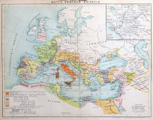 Старинная карта Римской империи, карт. зав. Я. М. Лапинера, Россия, к. 19, н. 20 вв.