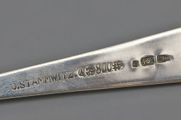 Винтажный серебряный нож для рыбы, 800 проба, O. Stammwitz, Европа, 1-я пол. 20 в.