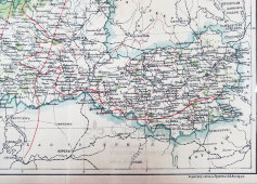 Старинная карта Орловской губернии России, бумага, багет, н. 20 в.