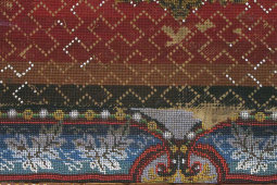Старинная вышивная картина из бисера «Цветочный орнамент», багет, стекло, Россия, 19 в.