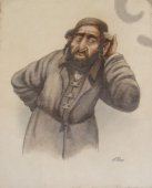 Рисунок «Еврей», Россия, первая половина 20 века, автор А. Кон, акварель