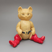 Советская игрушка «Кот в сапогах» на резинках, целлулоид, 1950-е