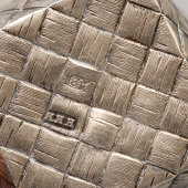 Старинный миниатюрный подстаканник «Плетение лыко», серебро 84 пробы, Россия, к. 19 в.