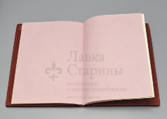 Бархатная папка с чистыми листами в переплете «Ангелочек», магазин туалетных принадлежностей Ф. Кнопа (F.KNOOP) в Санкт-Петербурге, до 1917 г.