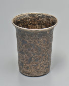 Старинный серебряный стакан с растительным декором, 84 проба, Россия, 1855 г.