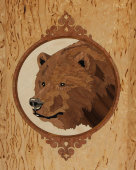 Нарды дорожные ручной работы «Медведь», карельская береза, Россия