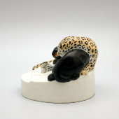 Фарфоровая чернильница «Леопард и черная пантера», ЛФЗ, скульптор Б. Я. Воробьев