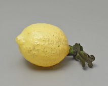 Советская ёлочная игрушка на прищепке «Лимон», стекло, 1960-е