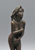 Кабинетная статуэтка «Обнаженная танцовщица с ковбойской шляпой» (эротика), скульптор Паскаль Делор, бронза, Европа, 2000-е