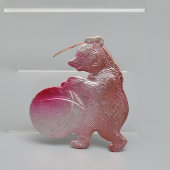 Винтажная ёлочная игрушка «Медвежонок с мячом», штампованный картонаж, СССР, 1960-70 гг.
