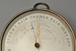 Старинный морской голостерический барометр с термометром для яхты или корабля, погодник «Barometer Holosteric Phbn», Англия, кон. 19 в.