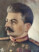 Портрет «И. В. Сталин», холст, масло, советская агитационная живопись, 1940-е