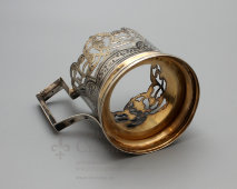 Ажурный советский серебряный подстаканник со стаканом, СССР, серебро 875 пробы