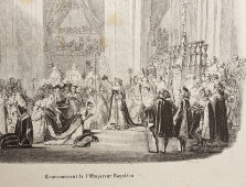 Старинная гравюра «Коронация Наполеона», Франция, 1804 год