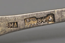 Старинная серебряная ложка-ситечко, 84 проба, Ашмарин В. М., Москва, 2-я пол. 19 века