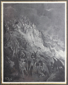 Старинная гравюра Гюстава Доре 19 век «Война Ангелов»