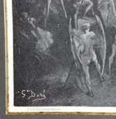 Старинная гравюра Гюстава Доре 19 век «Война Ангелов»