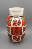 Большая фарфоровая ваза «Русские петушки», художник Воробьевский А. В., ЛФЗ, 1958 г.
