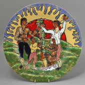 Авторская декоративная тарелка «Урожай винограда», художник Кандашвили И. Г., керамика, 1950-60 гг.