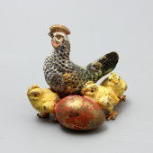 Скульптура «Курица с цыплятами», венская бронза, н. 20 в.