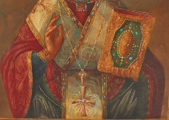 Антикварная деревянная икона Николая Чудотворца (Николая Угодника), Россия, 19 век