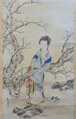 Старинная китайская картина, свиток «Китайская красавица в традиционном наряде», живопись, Китай, кон. 19 в.