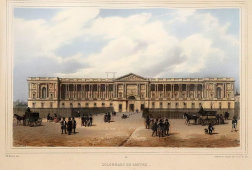 Гравюра «Париж, колоннада Лувра», Франция, 19 век